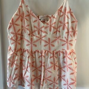 LOFT Women's White and Orange Top
